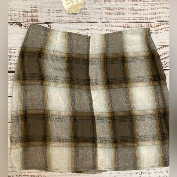 Altar’d State Plaid Wrap Mini Skirt with Tie Khaki M - Picture 5 of 13
